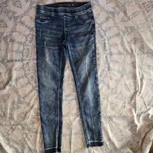 JUSTICE Slim Raw Hem Easy-up Denim Jeans Girls' 14